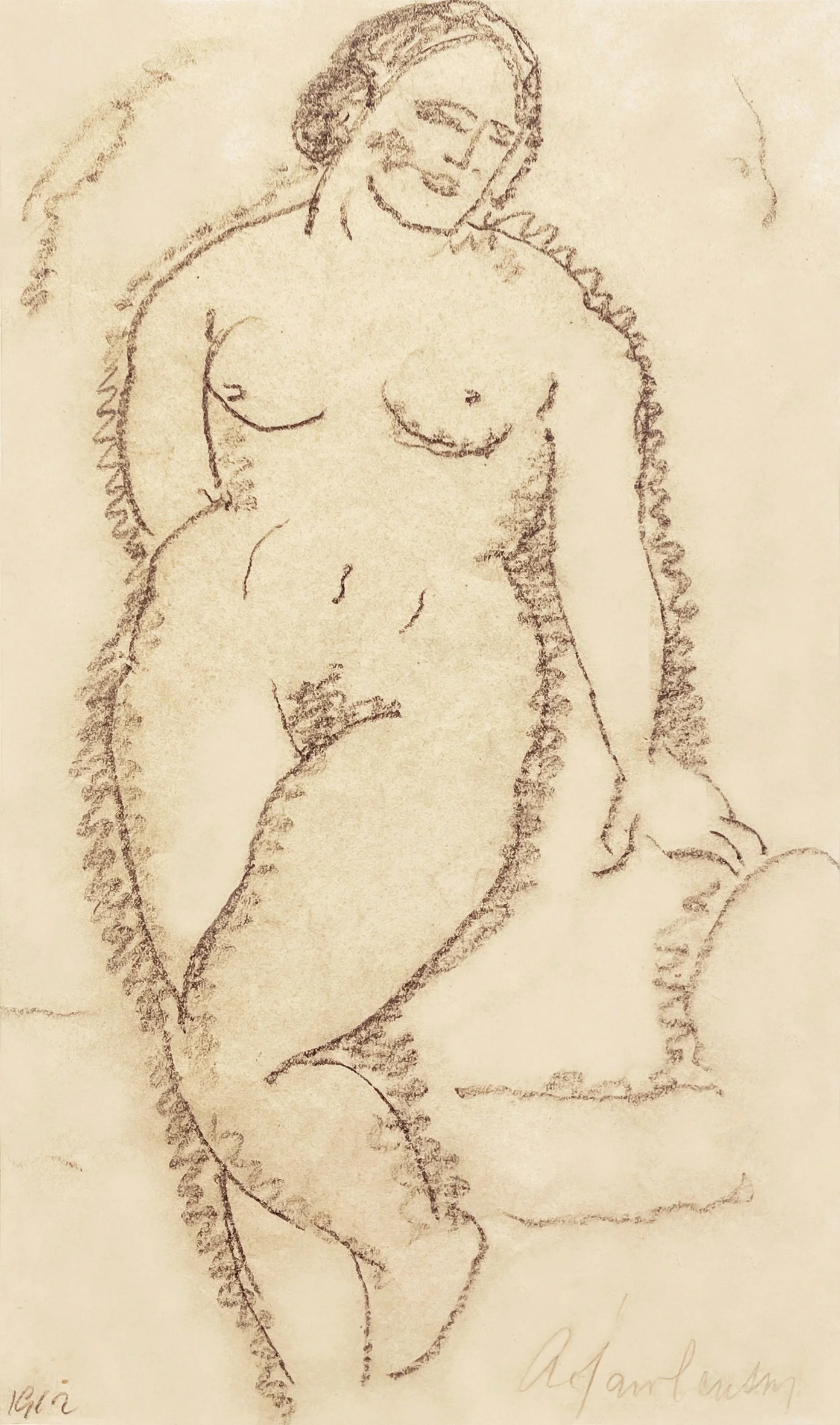 	 Stehender weiblicher Akt mit angewinkeltem linken Bein, 1912