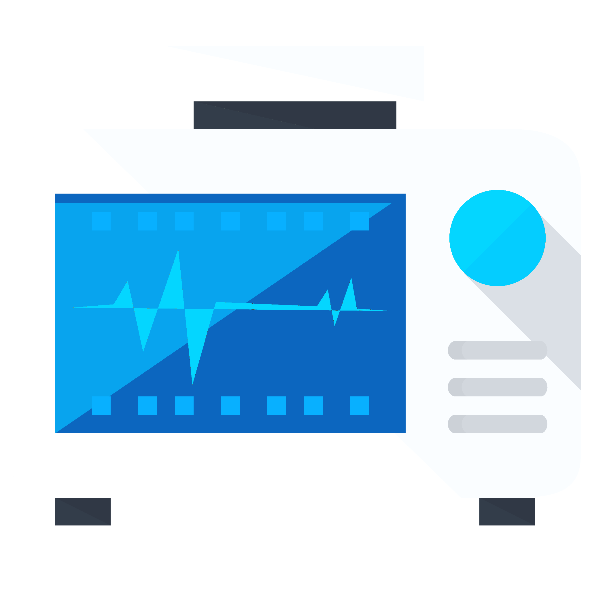 Ein medizinisches Monitorgerät mit blauer Herzfrequenzlinie auf dem Bildschirm und Steuerknöpfen auf der rechten Seite.