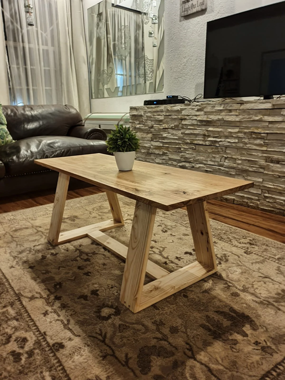 Living room  wooden coffee table, oak hardwood top