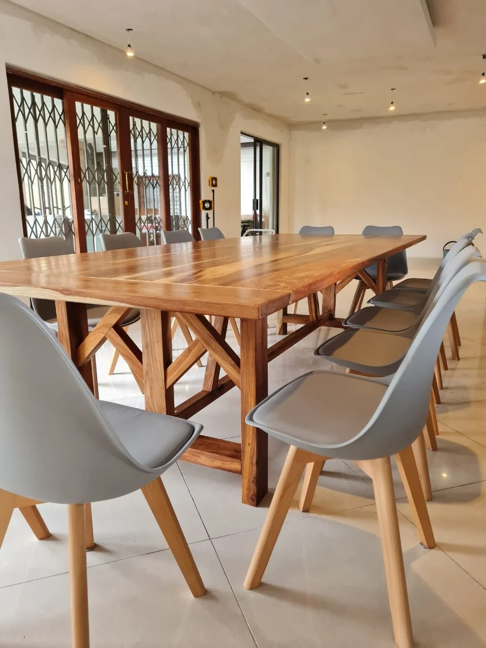 Modern Kiaat Dining Table, Large 12 seater Table