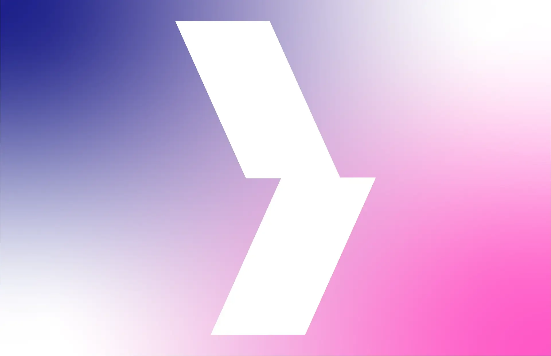 A large white lightning bolt symbol on a gradient background with shades of blue, purple, and pink.