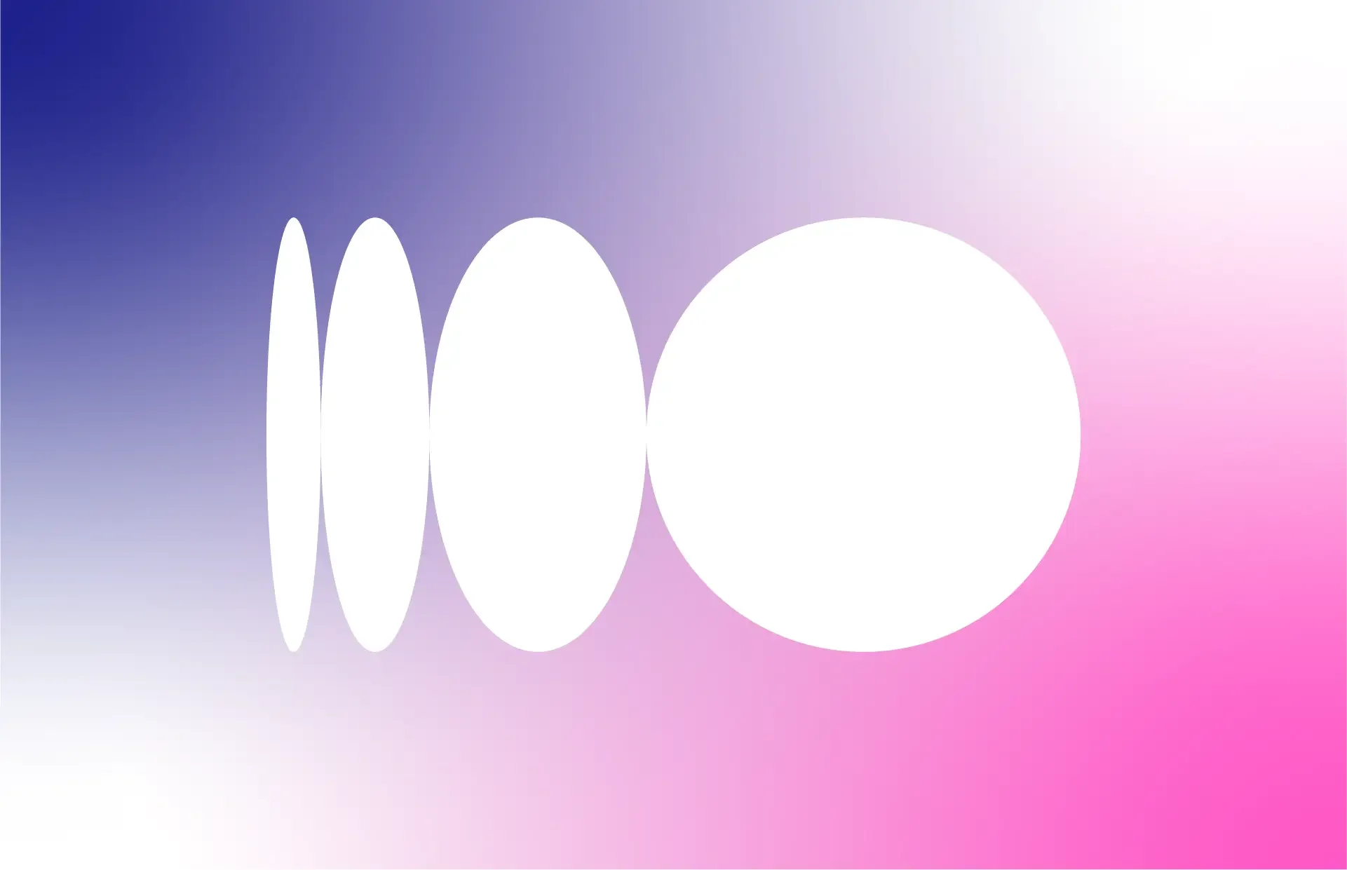 Abstract background with a gradient from dark blue to pink and five white oval shapes.