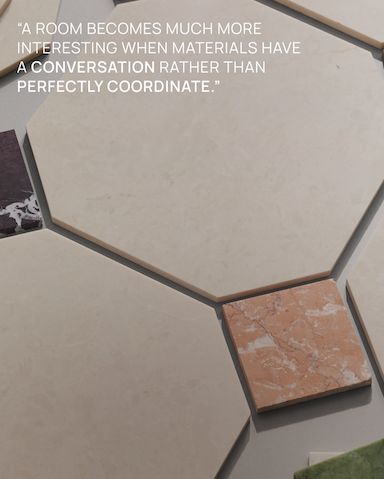 Marble, terrazzo and textured tile selections from the Vanessa Katzen Design x TileBar collaboration