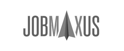 Logo for JOBMAXUS with a paper airplane icon in the center, on a black background.