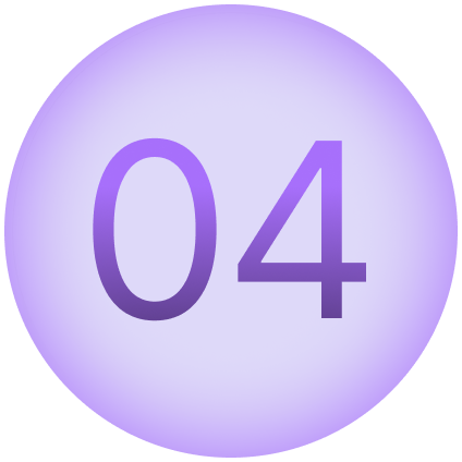 A purple circular icon with the number 04 in a darker purple in the center.
