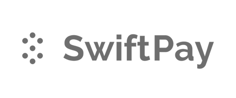 SwiftPay logo in black and white with stylized dots forming a circle next to the text.