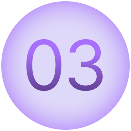 Purple circular timer showing the number 03.
