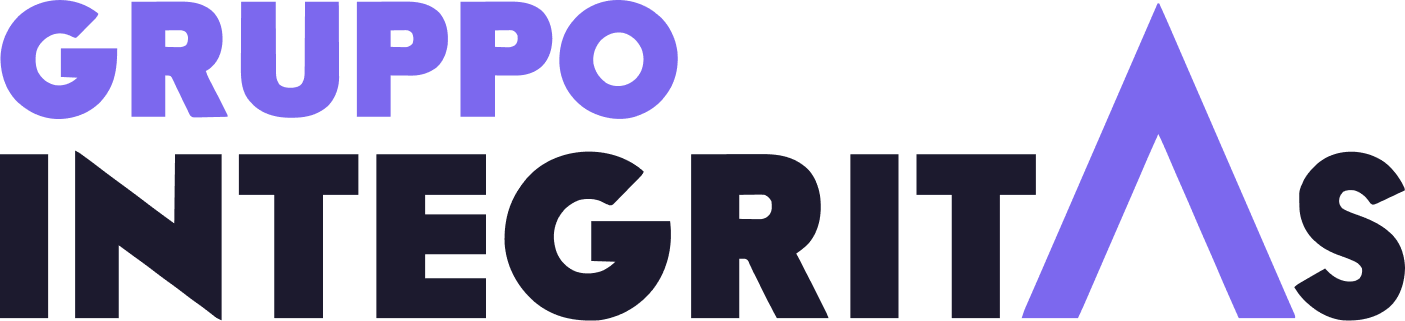 Gruppo Integritas logo with bold, modern purple and black text, and a stylized A resembling an upward arrow.