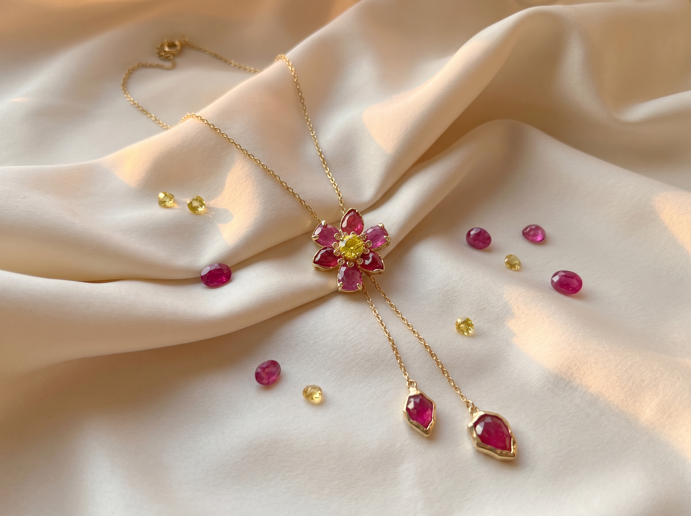 Peony Crystal Flower Necklace