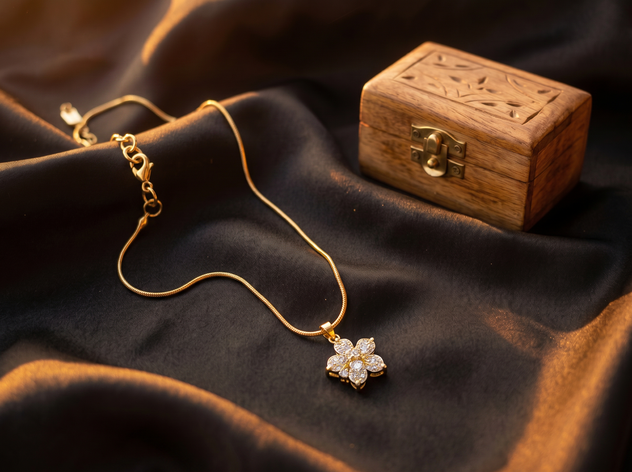 Twistable Crystal Flower Pendant Necklace