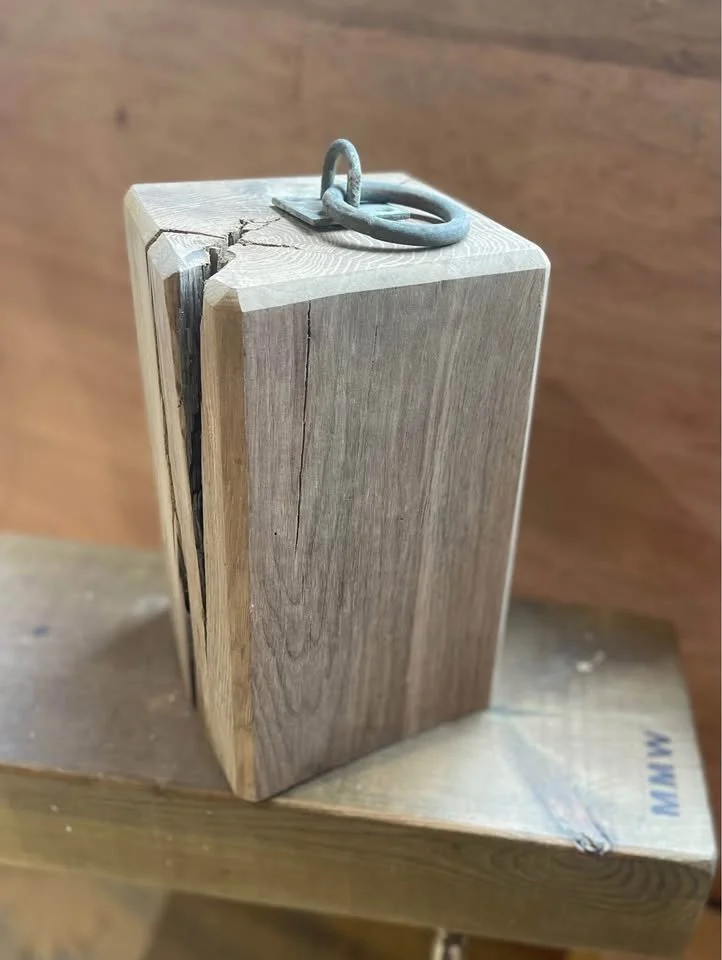 Handcrafted Solid Pine & Oak Wood Doorstop Chunky Rustic Plant Stand