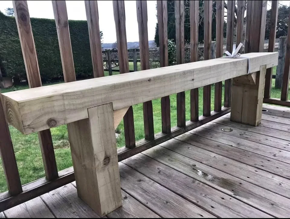Made to Measure Wooden Railway Sleeper Garden Bench Seat Bespoke 1.5m Kitchen