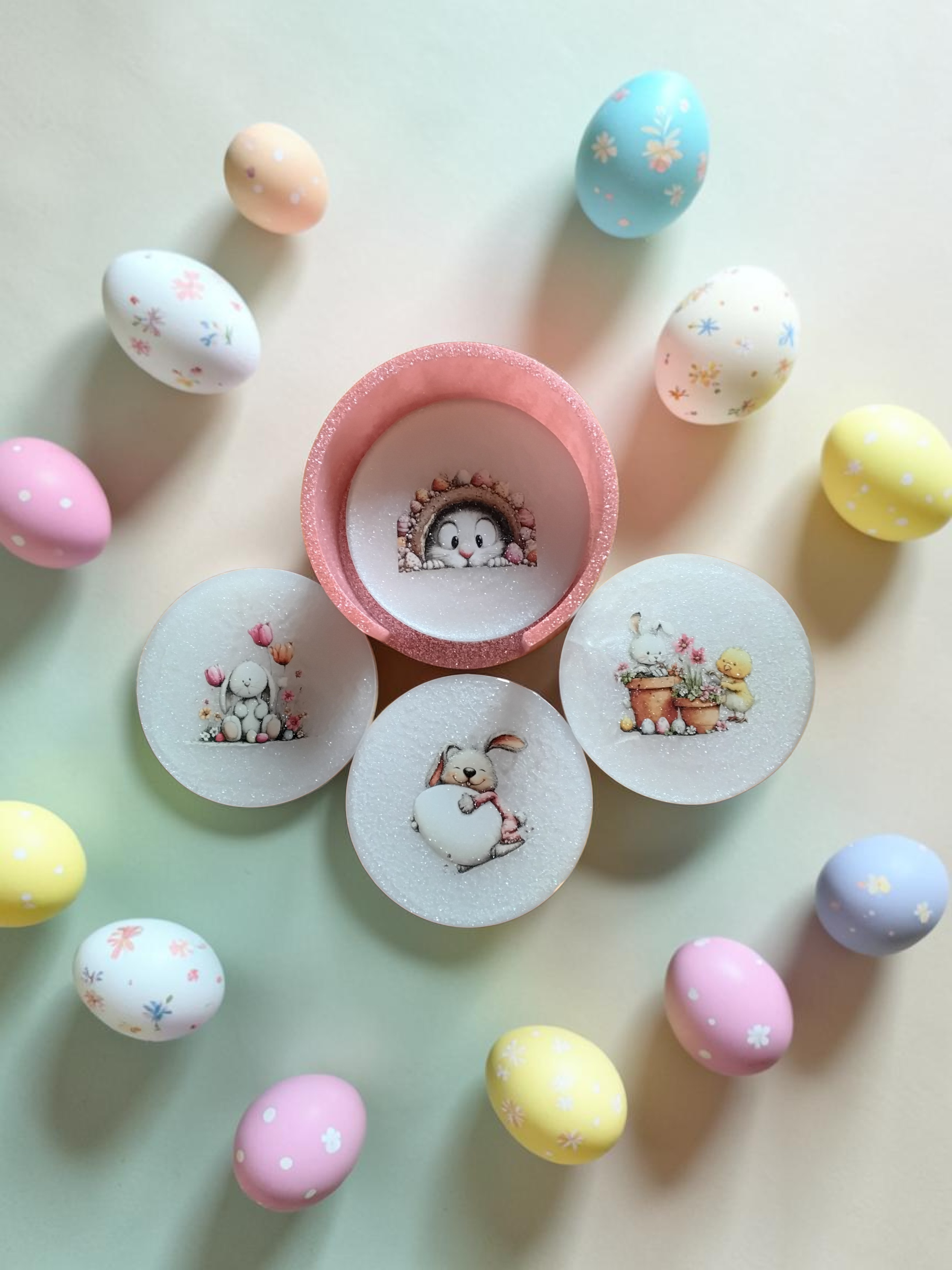 Whimsical Easter Coaster Set