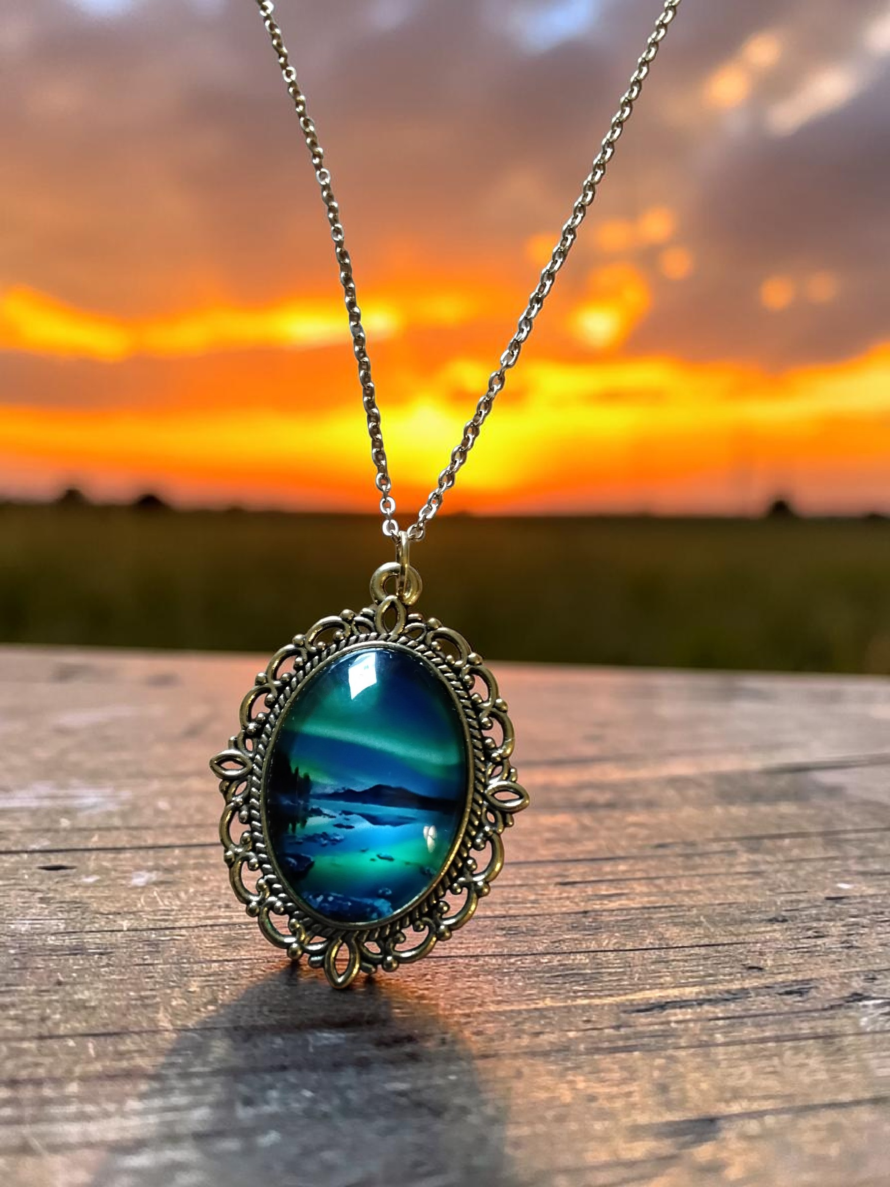 Enchanted Northern Lights Resin Necklace