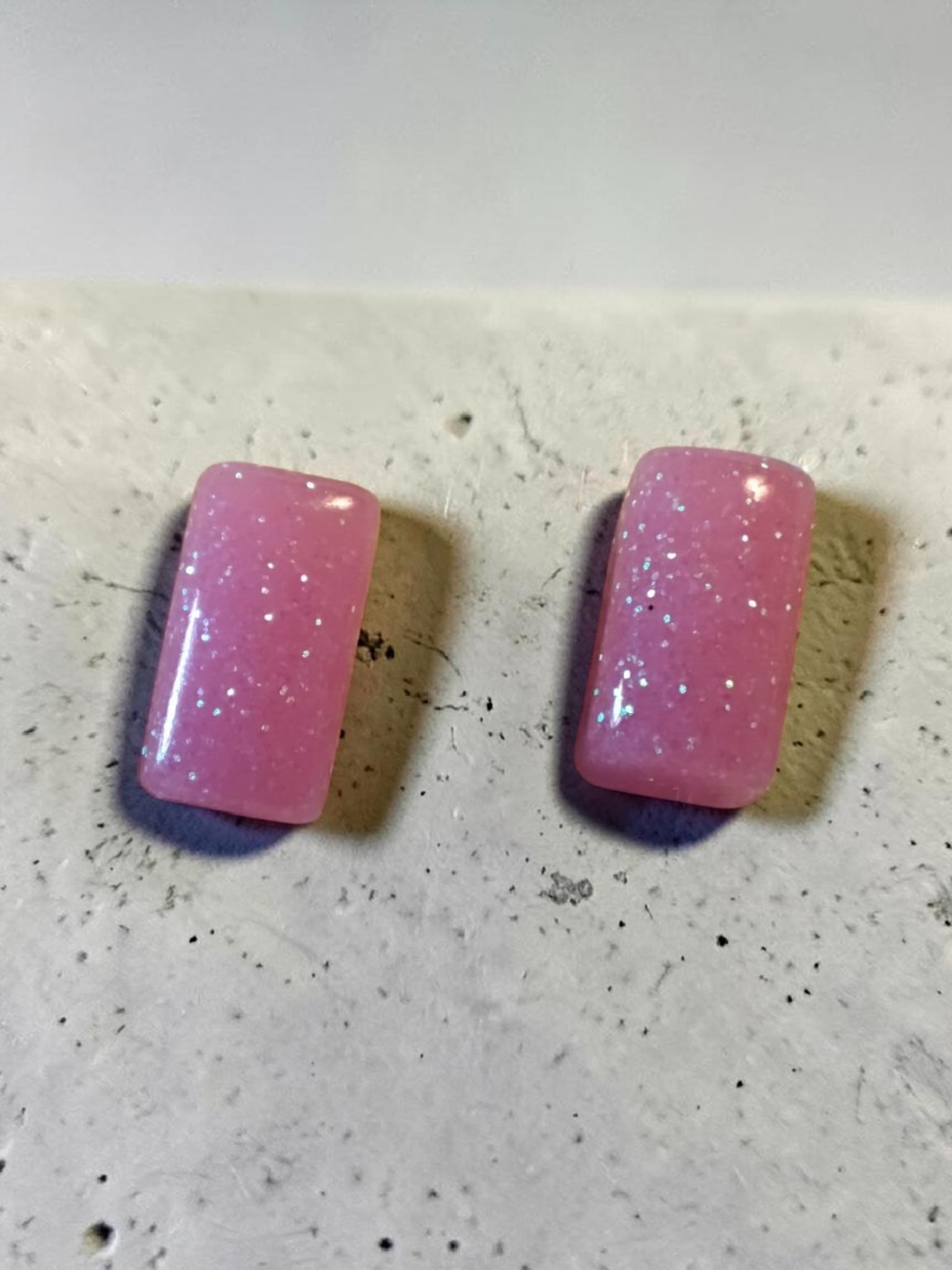Sparkling Pink Resin Earrings