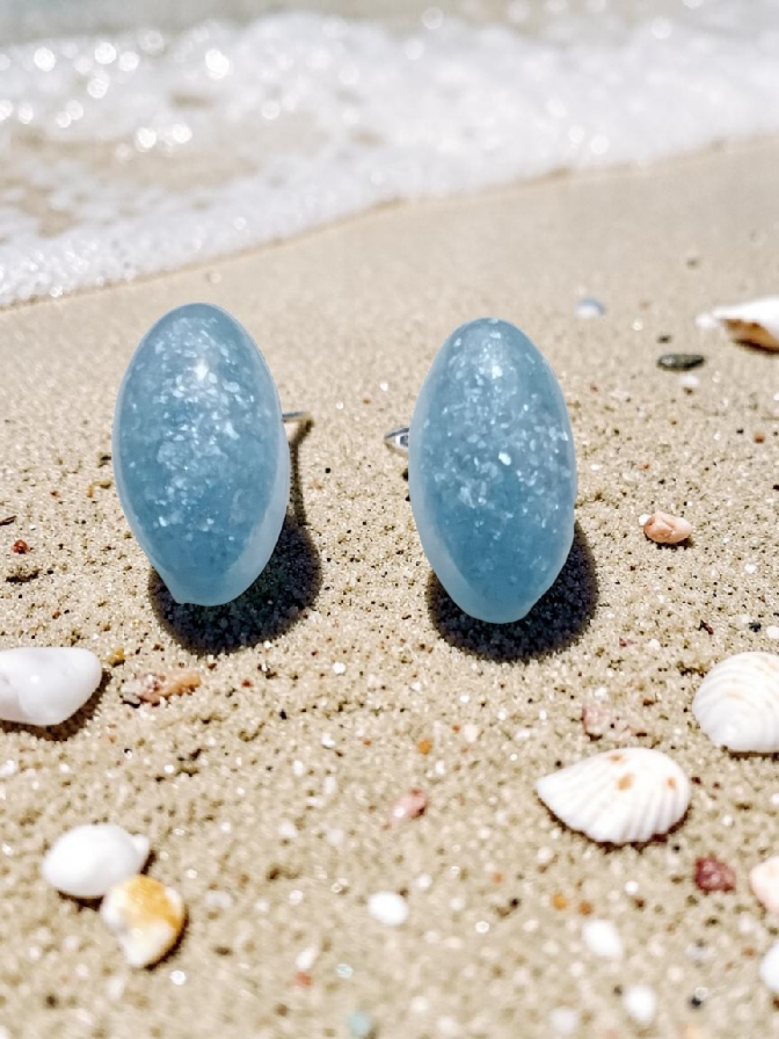 Ocean Blue Resin Earrings