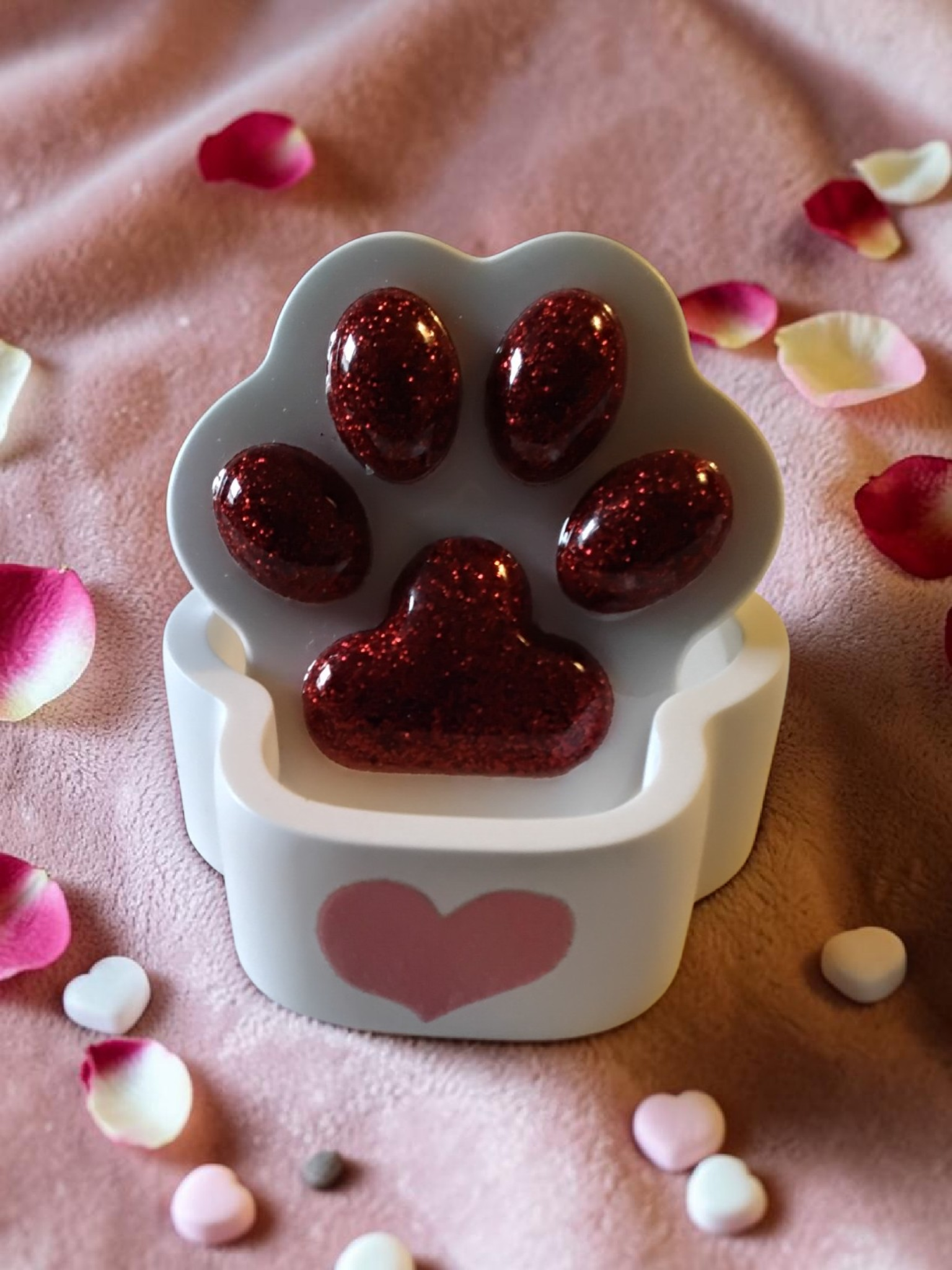 Glittery Paw Print Resin Jar