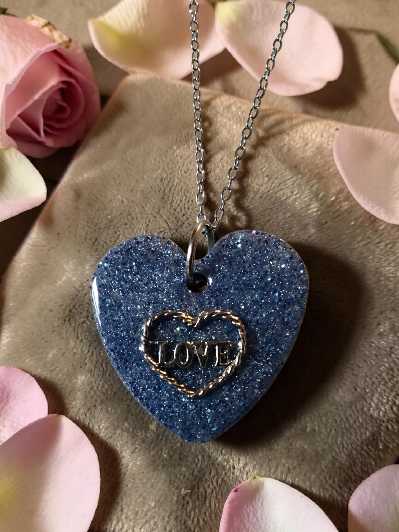 Glitter Heart 'LOVE' Pendant Necklace