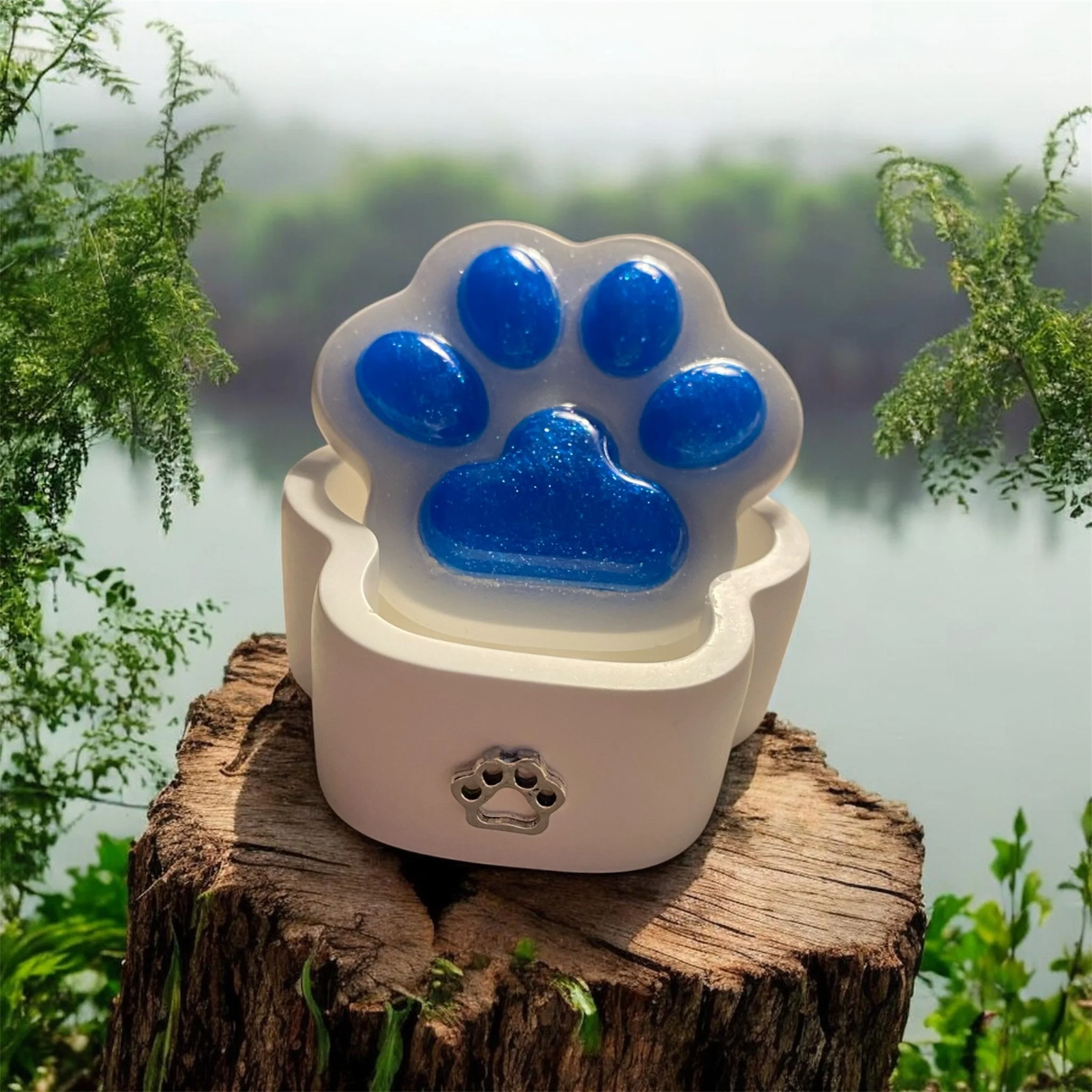 Glittery Paw Print Resincrete Jar