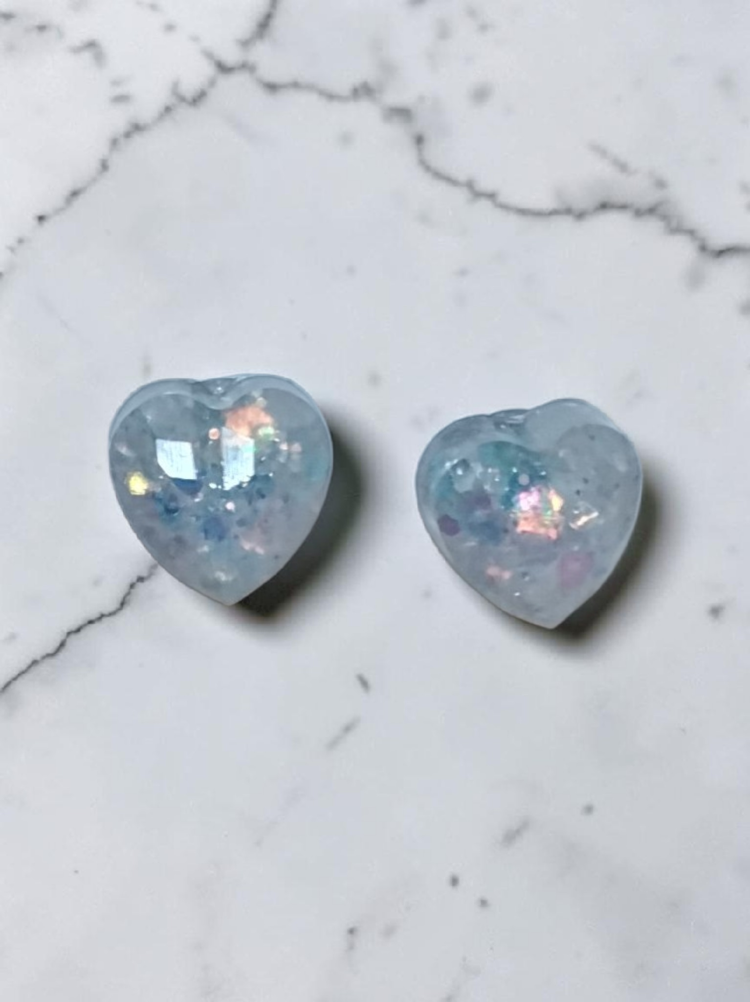 Sparkling Heart Resin Earrings