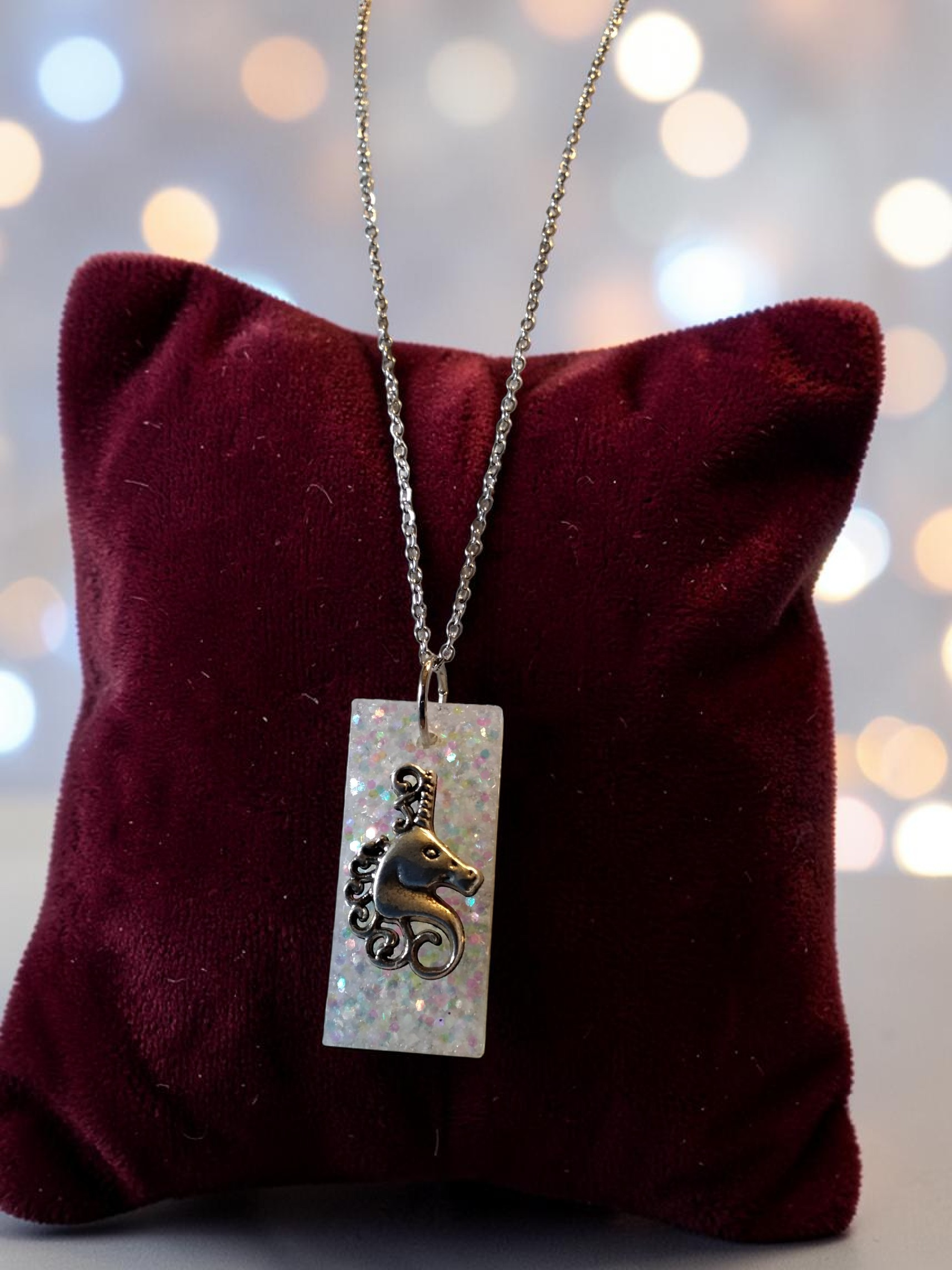 Unicorn Glow Resin Necklace
