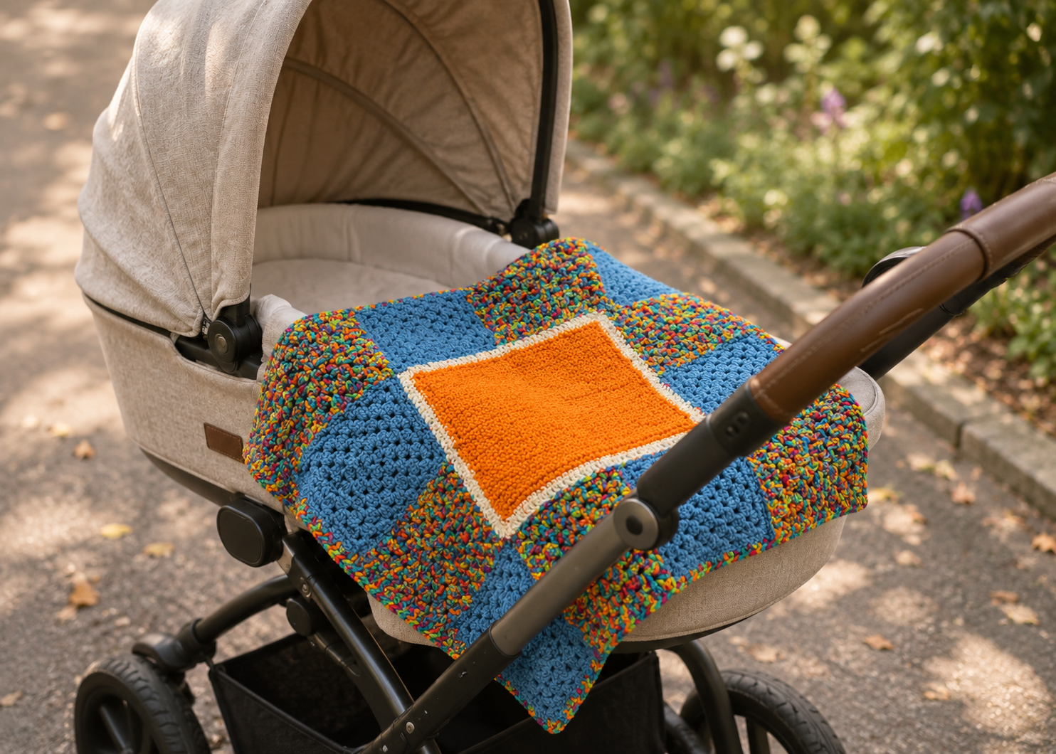 Orange Square Pram Blanket
