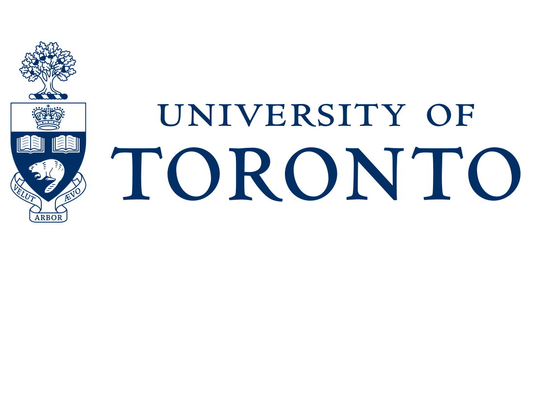 University of Toronto logo featuring a shield with a crown, a book, and a bear, plus a tree and the words 'University of Toronto'.