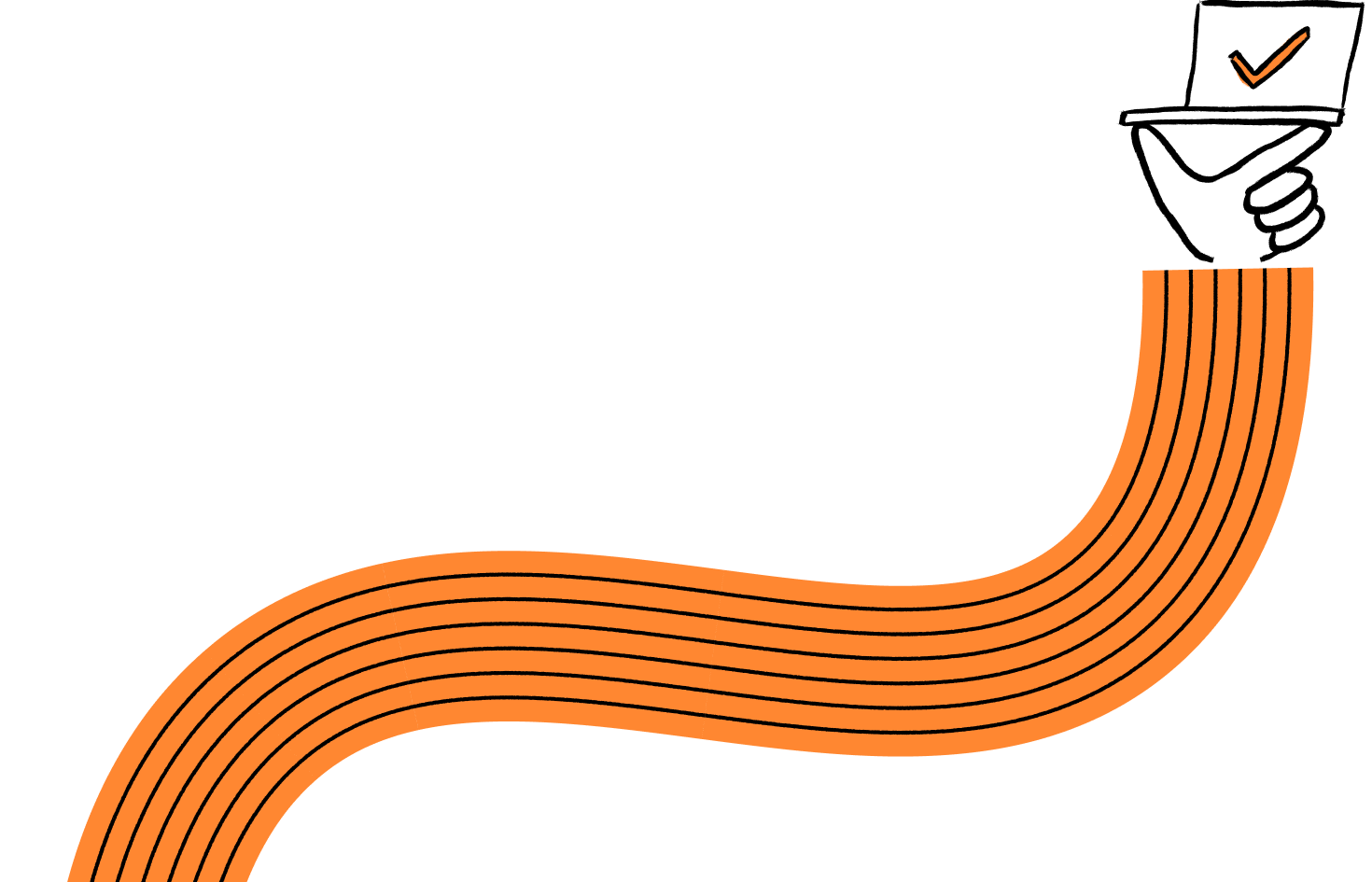 Orange Hand Holding Laptop