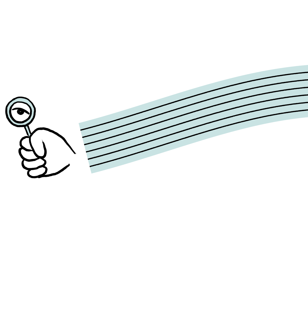 Blue Hand Holding Magnifying Glass
