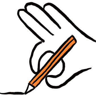 Hand with pencil illustration