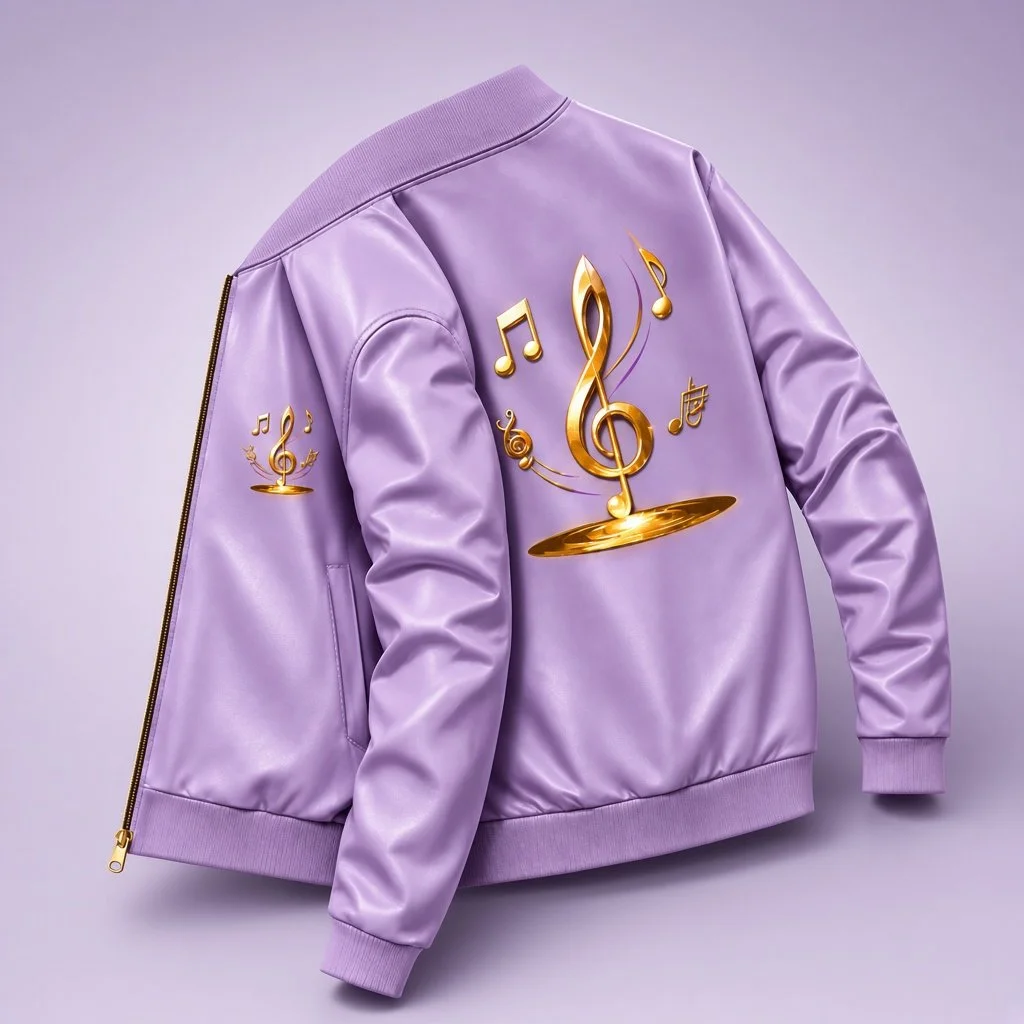 Apostrophe Clef Leather Bomber — Lavender