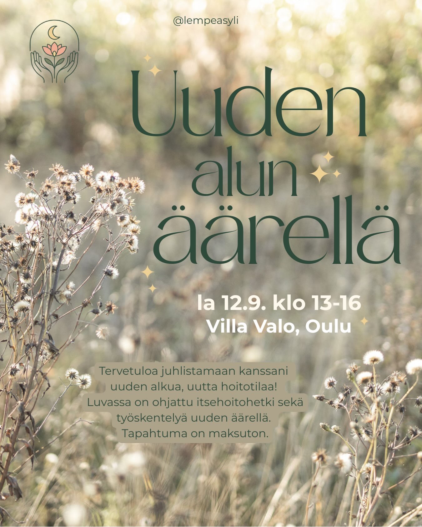 Hei ihana asiakas, tuttu tai uusi tuttavuus❣️ Kutsun jokaisen teist&auml; juhlistamaan kanssani uuteen hoitotilaan siirtymist&auml; ❤️✨ 

Olen havahtunut siihen, ett&auml; monta oman el&auml;m&auml;n siirtym&auml;&auml; on j&auml;&auml;nyt juhlistama