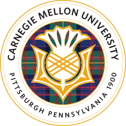 Carnegie Mellon University emblem with tartan background