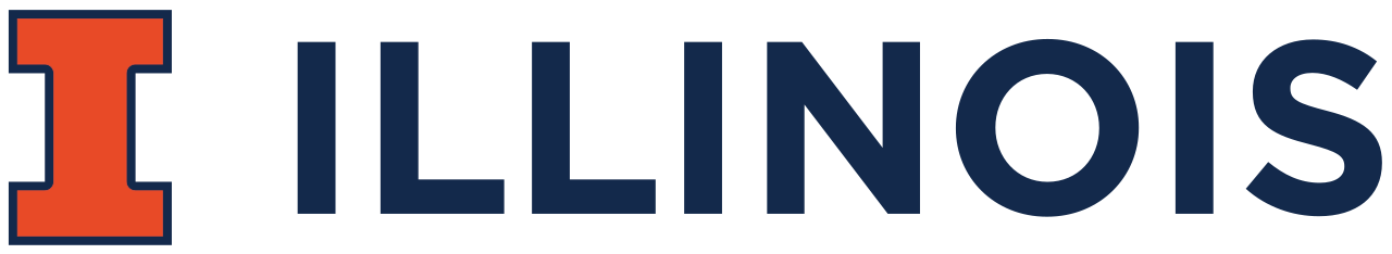 The text reads 'I Illinois' with a large orange letter 'I' and the word 'Illinois' in blue.