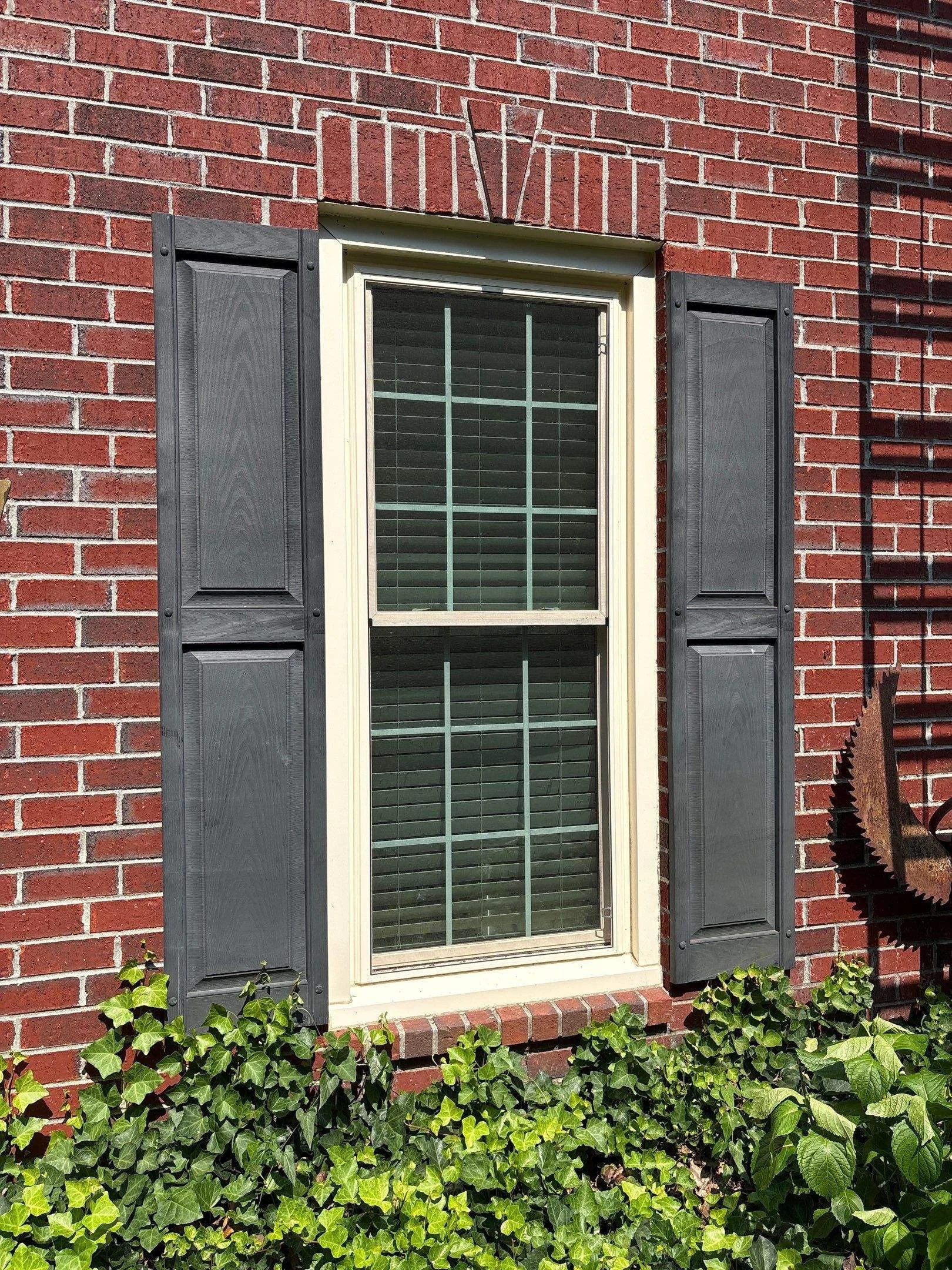 BEFORE: old, faded, weather worn shutters