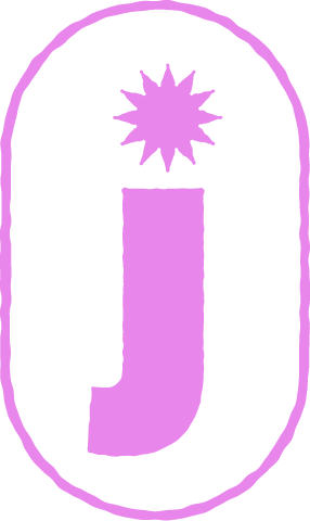 Lettre 'J' en violet avec une étoile au sommet, entourée d'un cercle violet