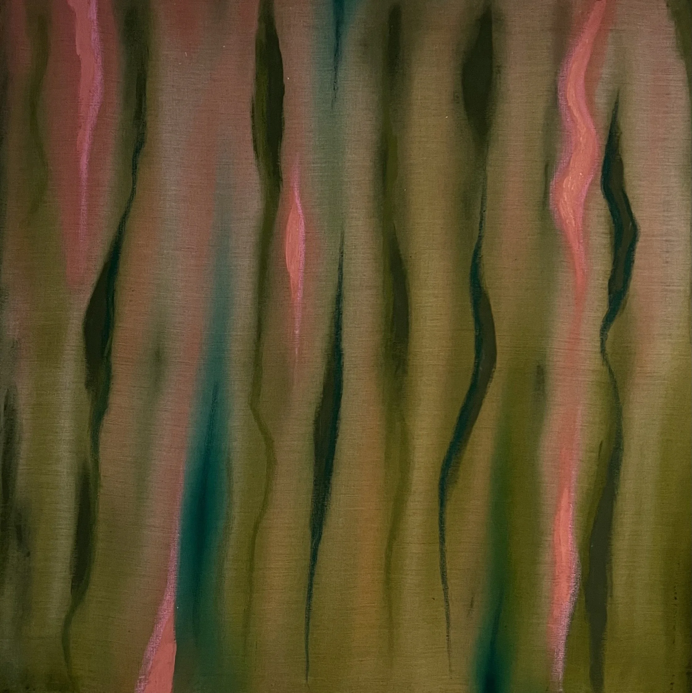 Exposure II - Acrylic and Oil pastel on raw linen, 100x100cm 
(Available)