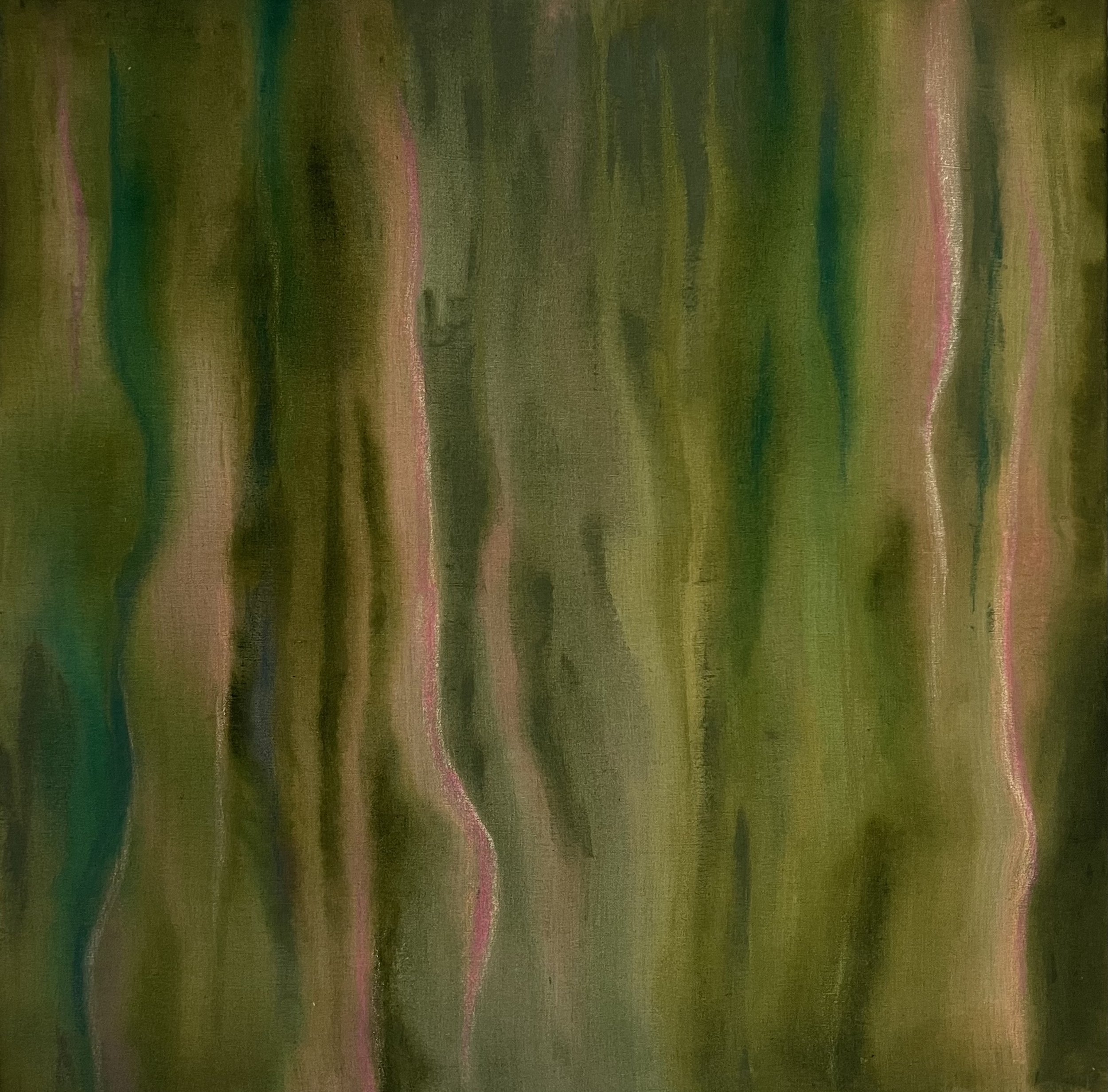 Exposure I - Acrylic and Oil pastel on raw linen, 100x100cm 
(Available)