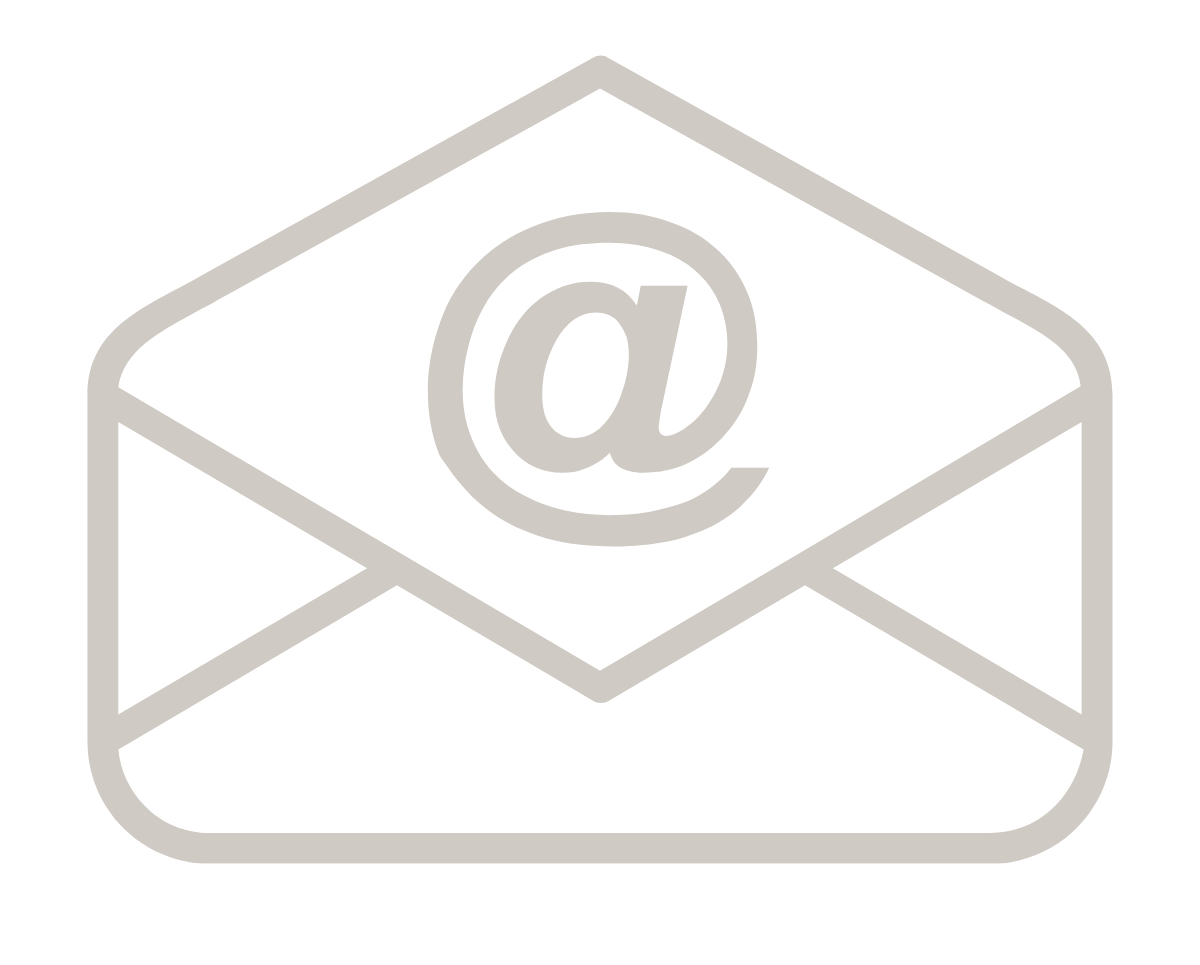 Icon of an envelope with an '@' symbol in the center, representing email or electronic communication.