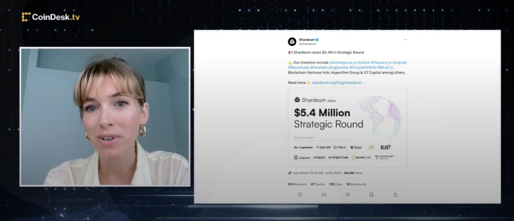 Fundraise announcement and representation on CoinDesk TV for client.