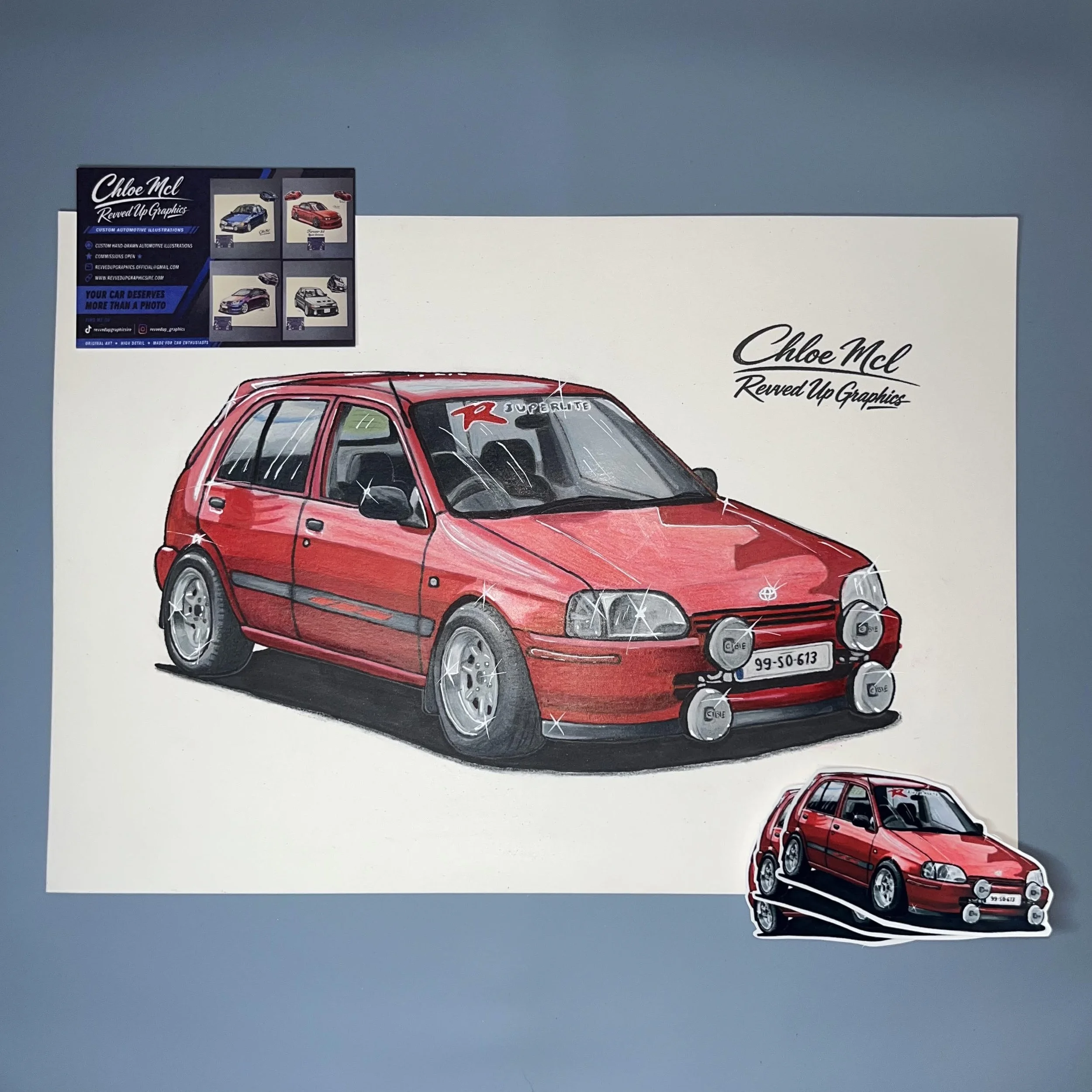 just finished this ep91 starlet with less than 24 hours to go until 86Fest! 🇯🇵

this one is a little extra special because this is the car that started it all 😍 from drawing it last year as my very first paid commission to now having the opportuni