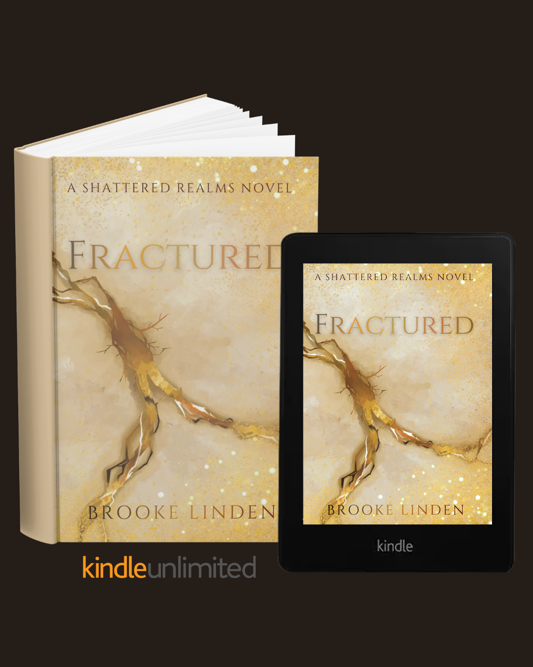 Cover and e-book for Fractured, Book 1 of The Shattered Realms series.
