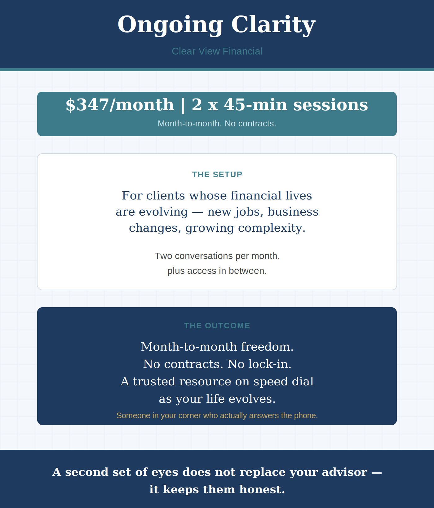 Ongoing Clarity 2 x 45min / month