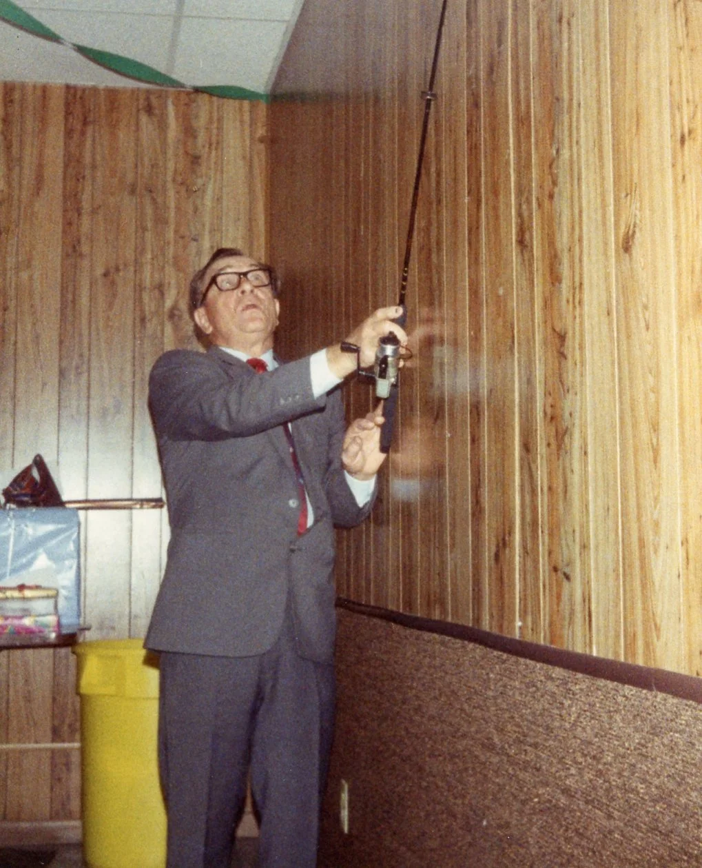 Testing out his new rod