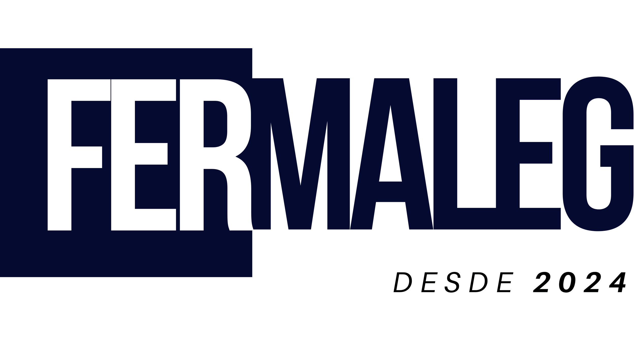 Logotipo con letras blancas y negras que dice 'FÉR-MA-LEC' y el texto 'Desde 2024' en letras negras más pequeñas debajo.