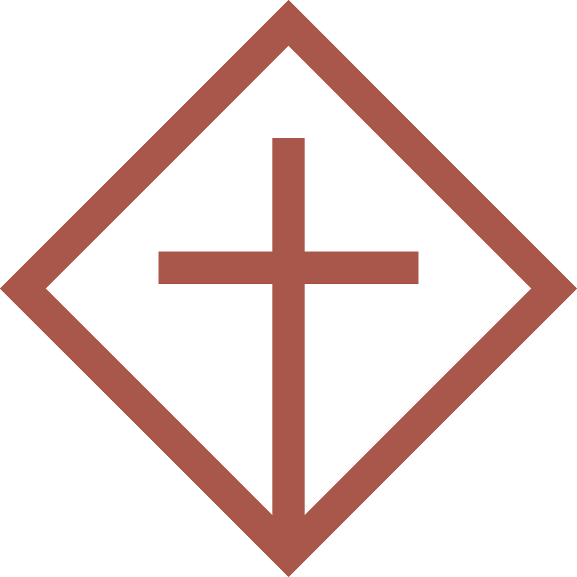 Christ's cross. Christ-centered community. Cross in diamond