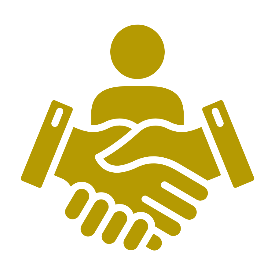 Icon of two hands shaking, symbolizing agreement or partnership.