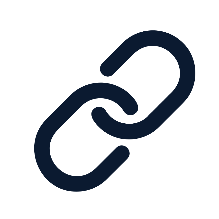 Icon of a chain link, representing a hyperlink or connection.