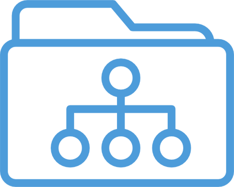 Icon of a folder with a hierarchy diagram inside it, representing a file structure or organization chart.