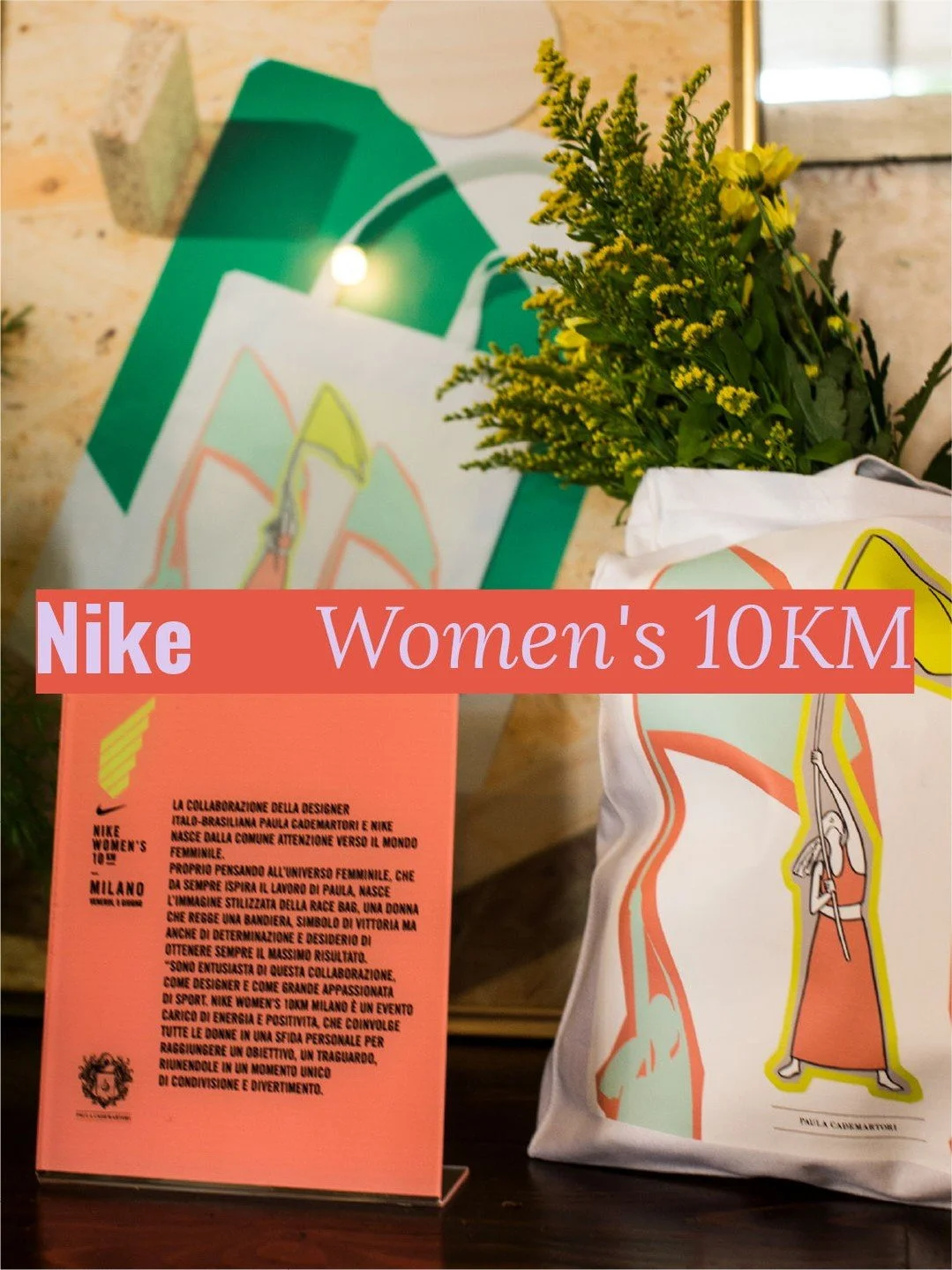 Created for the @NikeWomen's 10KM Milano in
2015, @PaulaCademartori's race bag
combined her distinctive visual language with
@Nike&rsquo;s celebration of strength, community
and performance.
Developed in black and white with vibrant
graphic accents, 